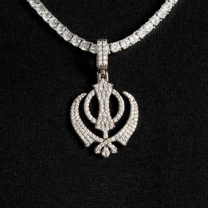 Collier pendentif Khanda sikh Hip Hop Iced Out pour hommes, en argent sterling 925, avec chaîne tennis en moissanite et diamants, 6,50 mm - Product Image 2