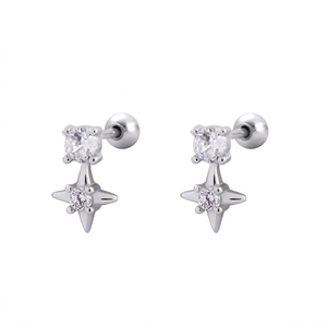 Boucles d'oreilles clous à vis en or massif 14K avec diamant de laboratoire certifié, motif étoile du Nord et éclat céleste, pour cartilage - Product Image 5
