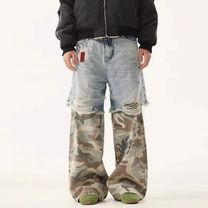 Jeans en denim unisexe surdimensionnés, coupe large, délavés, grande taille, personnalisables, pour hommes, vente en gros à prix compétitif - Product Image 3