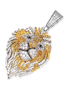 Lion <b>Head</b> Pendant With Crystal Rhinestones 925 Silver Plated Alloy Themed Charm Unisex Hiphop <b>Style</b> Jewelry Gift - Product Image 2