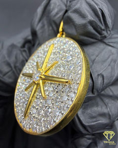 Pendentif médaillon étoile boussole Iced Out, diamant de laboratoire VVS, bijou de luxe tendance pour homme, bijoux hip-hop de créateur - Product Image 6