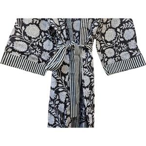 Algodón hecho a mano Kimono Robe 100% algodón mujeres largo bohemio Hippie Albornoz Kimono vestido étnico Tops Floral impreso verano - Product Image 5