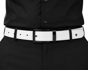 Cinturón Reversible DUMELA de Cuero Vacuno Blanco con Hebilla Negra, Diseño Sólido, Estilo Vintage, Ligero, Duradero, Moldeado en una Sola Pieza - Product Image 5