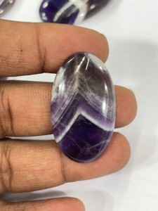 Lot de 10 cabochons ovales en améthyste chevron naturelle, 133g, fournisseur en gros de pierres précieuses en vrac pour les acheteurs chinois - Product Image 2