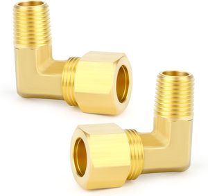 Codo de latón mecanizado por CNC personalizado, accesorios para tubos de 1/4'', 3/8'', 1/2'', 6mm, 8mm, 10mm, 12mm, hidráulico, doble férula, liso - Product Image 2
