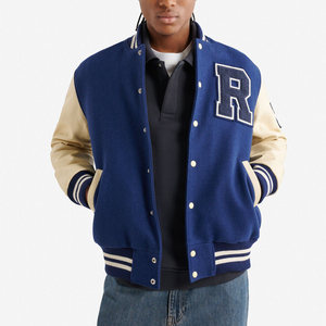 New Trendy Letterman Bomber <b>Jacket</b> 100% Wool Polyester Cotton Canvas Custom Logo <b>Fleece</b> <b>Lined</b> Winter <b>Jacket</b> - Product Image 2