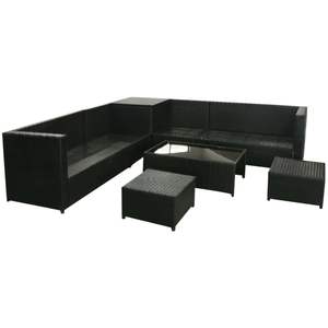 Juego de 8 Muebles de Patio de Ratán Sintético Negro y Beige, Elegante Colección de Comedor para Exteriores - Product Image 4