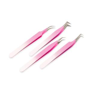 Pinzas Quirúrgicas para Pestañas Morje, Acero Inoxidable, Punta Suave, Mango con Degradado Rosa, Herramientas de Maquillaje - Product Image 1