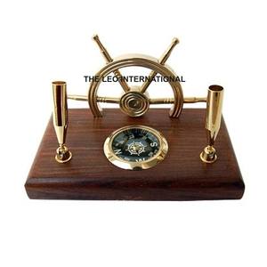 Porte-stylo en corne, forme de corne, couleur marron, luxe, fait main, pour la maison, le bureau, décoration de table - Product Image 2