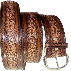 Nuevo cinturón de herramientas de cuero occidental hecho a mano grabado Floral Original para vaquero con hebilla de latón de níquel - Product Image 3