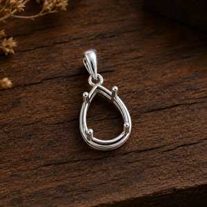 Pendentif en argent sterling 925 en forme de poire, serti de 4 griffes, semi-monture, pendentif goutte d'eau, support vide pour pierre précieuse, fabrication de bijoux personnalisés - Product Image 4