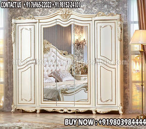 Armario de Madera Maciza de Teca con Acabado Natural, Estilo Europeo Tradicional, Tallado a Mano por Diseñadores, para Dormitorio de Villa de Gran Maestro - Product Image 5