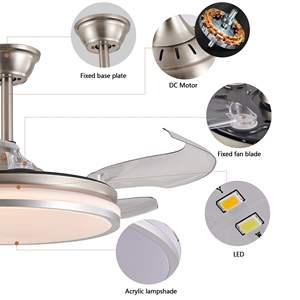 42-Inch 2-Tier <b>Modern</b> LED <b>Ceiling</b> <b>Fan</b> <b>Light</b> Remote Control Retractable Blades 6-Speed DC Motor Silent Operation Adjustable for - Product Image 6