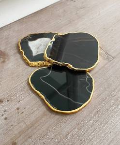 Customized Hot Selling Natural Black <b>Agate</b> <b>Coaster</b> Slice With Gold Trim Gemstone <b>Agate</b> Slice Tea <b>Coaster</b> For Hotel Restaurant UO - Product Image 4