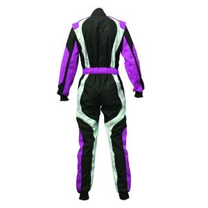 Hot <b>Sale</b> Custom Logo Three Tone Purple Black White Go Kart Racing Suit <b>Quilted</b> Track Driver One Piece Motorsport Racing Overalls - Product Image 3