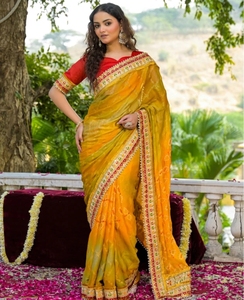 Sari en Chiffon Rayon Brodé Imprimé Traditionnel KV pour les Occasions Festives - Product Image 3