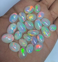 Opale naturelle d'Éthiopie Welo, cabochon ovale 10x8mm, couleur feu blanc, pierre précieuse certifiée par un tiers, modèle 45, bijoux