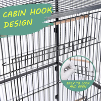 Grande cage d'élevage pour perroquets en métal à double couche avec plateau en plastique, cage à oiseaux portable pour usage domestique, noire