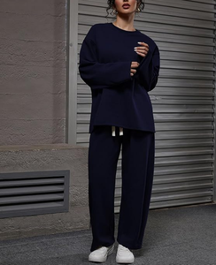 Ensembles décontractés 2 pièces grande taille pour femmes – Survêtements d'hiver 2026 – Sweat-shirt à col rond et pantalon de survêtement large – Tenues de détente – Survêtement - Product Image 3