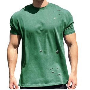 Camiseta de Manga Corta para Hombre, Corte Regular, Cuello Redondo, Color Sólido, Transpirable, Algodón, Logotipo Frontal, Ropa Casual, 220g - Product Image 5