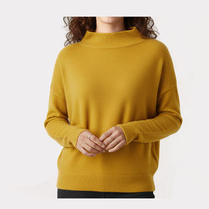 Pull en maille à col roulé bleu pour femme, coupe classique, manches longues, couleur unie, pour l'automne - Product Image 6