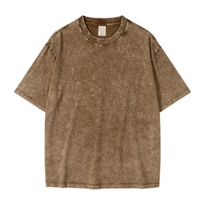 T-shirt vintage 100 % coton 230 g/m² de haute qualité, délavé à l'acide, col ras du cou, coupe oversize, épaules tombantes, style universitaire - Product Image 1