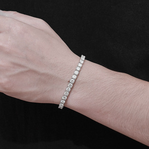 925 Silver Moissanite Round Cut Tennis Bracelet Classic Four Prong Luxury Diamond Look Statement Bracelet <b>for</b> <b>Men</b> Women Gift - Product Image 5