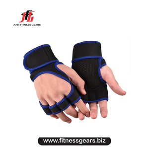 JUST FITNESS GEARS 2026 Custom Logo PU Leather Half <b>Finger</b> Sport Workout Gloves Anti-Slip Adjustable Wrist <b>Strap</b> Cycling - Product Image 4