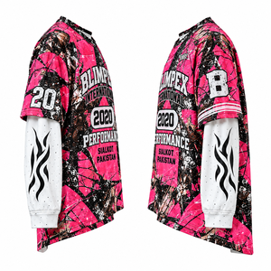 Wholesale Custom Unisex Layered Graffiti Streetwear Jersey Oversized Long Sleeve Graphic <b>Shirt</b> OEM Private Label - Product Image 3