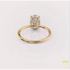 Oval Cut Moissanite Engagement <b>Ring</b> Yellow Gold Pave Diamond Solitaire <b>Ring</b> <b>Dainty</b> Bridal <b>Ring</b> Classic Four Prong Promise <b>Ring</b> - Product Image 2