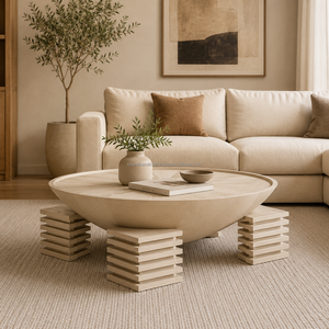 Table basse ronde moderne de luxe en bois massif, table centrale noire pour salon, mobilier contemporain pour la maison, OEM ODM - Product Image 2