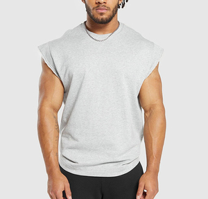 Camiseta Deportiva sin Mangas para Hombre, Mezcla de Algodón, Cuello Redondo, Chaleco Atlético para Gimnasio, Correr, Entrenamiento, Secado Rápido, Transpirable - Product Image 4