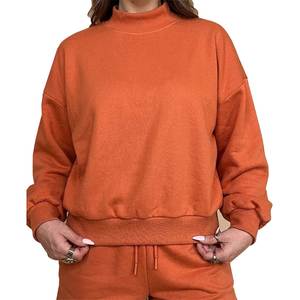 Sweat-shirt à col montant en molleton de coton écologique 400 GSM, personnalisé avec logo couleur et appliqué lettre, haute qualité - Product Image 2