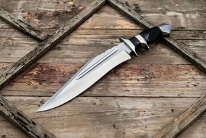Couteau Bowie de qualité industrielle en acier inoxydable de haute qualité A&M Enterprises, manche en micarta noir, étui en cuir, couteaux utilitaires - Product Image 4