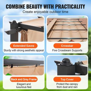 Pergola Retrattile Moderna 12 X 16 per Esterni con Tettoia in Alluminio, Gazebo e Pergola Parasole - Product Image 6