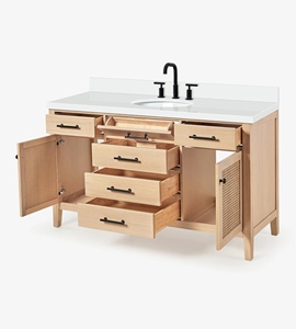 Meuble-lavabo de salle de bain Chloe 61 pouces, simple vasque, en chêne blanc, vente en gros, usine du Vietnam - Product Image 4