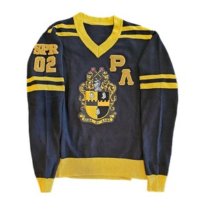 Women's Custom Brown V-Neck Knit <b>Sweater</b> Gold Embroidered Crest Letters Casual Full Sleeve 100% Cotton Twinset Double Breasted - Product Image 3