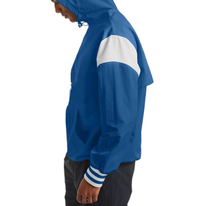 Veste de course coupe-vent bleue pour homme avec capuche, fermeture éclair quart de tour, style sportif, en polyester - Product Image 6