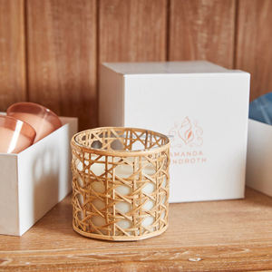 Rattan Candle Holder Rattan Candle Holder Tabletop Hurricane - Product Image 4