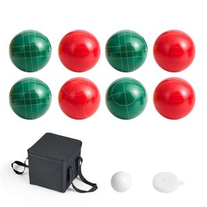 Set di Bocce per 2-8 Giocatori, 8 Palline in Resina da 107mm (Rosse e Verdi) con Borsa per il Trasporto, Corda di Misurazione e Pallino - Product Image 1