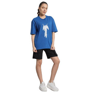 Ensemble deux pièces noir imprimé personnalisé style streetwear pour femme – T-shirt oversize imprimé et short confortable - Product Image 4