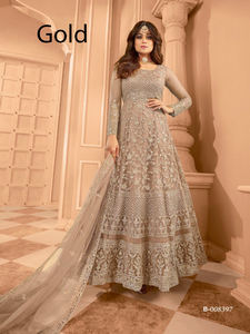 Mode indienne tendance pour femmes, longue robe Anarkali en filet lourd brodée, Salwar Kameez en modal, tenue de soirée de mariage - Product Image 3