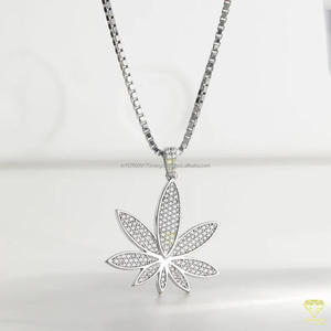 สร้อยคอจี้รูปใบไม้ประดับเพชรโมอิสซาไนต์ เงินแท้ 925 สไตล์ฮิปฮอป - Product Image 6