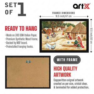 Classical ArtX <b>Paper</b> Village Scenery Painting Multicolor Vastu <b>Wall</b> Art for Living Room Bedroom 18x12 Inches Set of 1 - Product Image 2