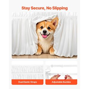 15 Drop Queen Size White Dust Ruffle Bed <b>Skirt</b> with Easy Fit <b>Elastic</b> Strap Three Sides Adjustable Wrap <b>Skirt</b> - Product Image 6