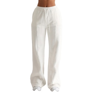 Vente en gros de pantalons et pantalons de jogging évasés pour femmes 100% coton respirant doux baggy pantalon large jambe droite pantalon de survêtement 2026 - Product Image 1
