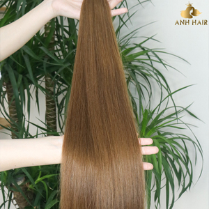 Extensions de cheveux bruns moyens en vrac, lisses, double épaisseur, cheveux humains vierges vietnamiens, sans trame, vente en gros - Product Image 2