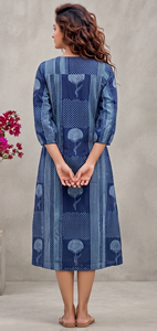 Vestido Bohemio Casual Largo hasta el Suelo, 100% Algodón Ecológico, Estampado a Mano Indio, Cintura Natural, Venta al por Mayor para Mujer - Product Image 3