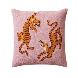 Housse de coussin carrée brodée motif tigre, style vintage, décoration d'intérieur, taie d'oreiller en mélange laine acrylique, vente chaude - Product Image 1