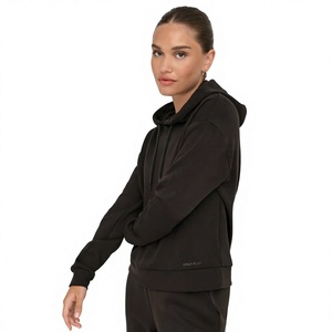 Sudadera con capucha de color liso para mujer, de manga larga, de algodón tejido, transpirable, con bolsillos, para otoño - Product Image 4